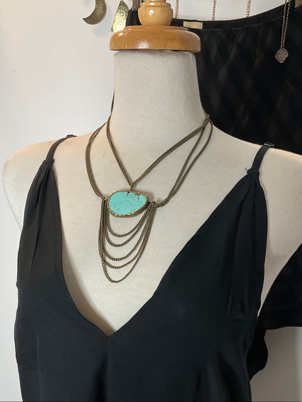 Lena Bernard Turquoise Stone Layered Pendant Necklace